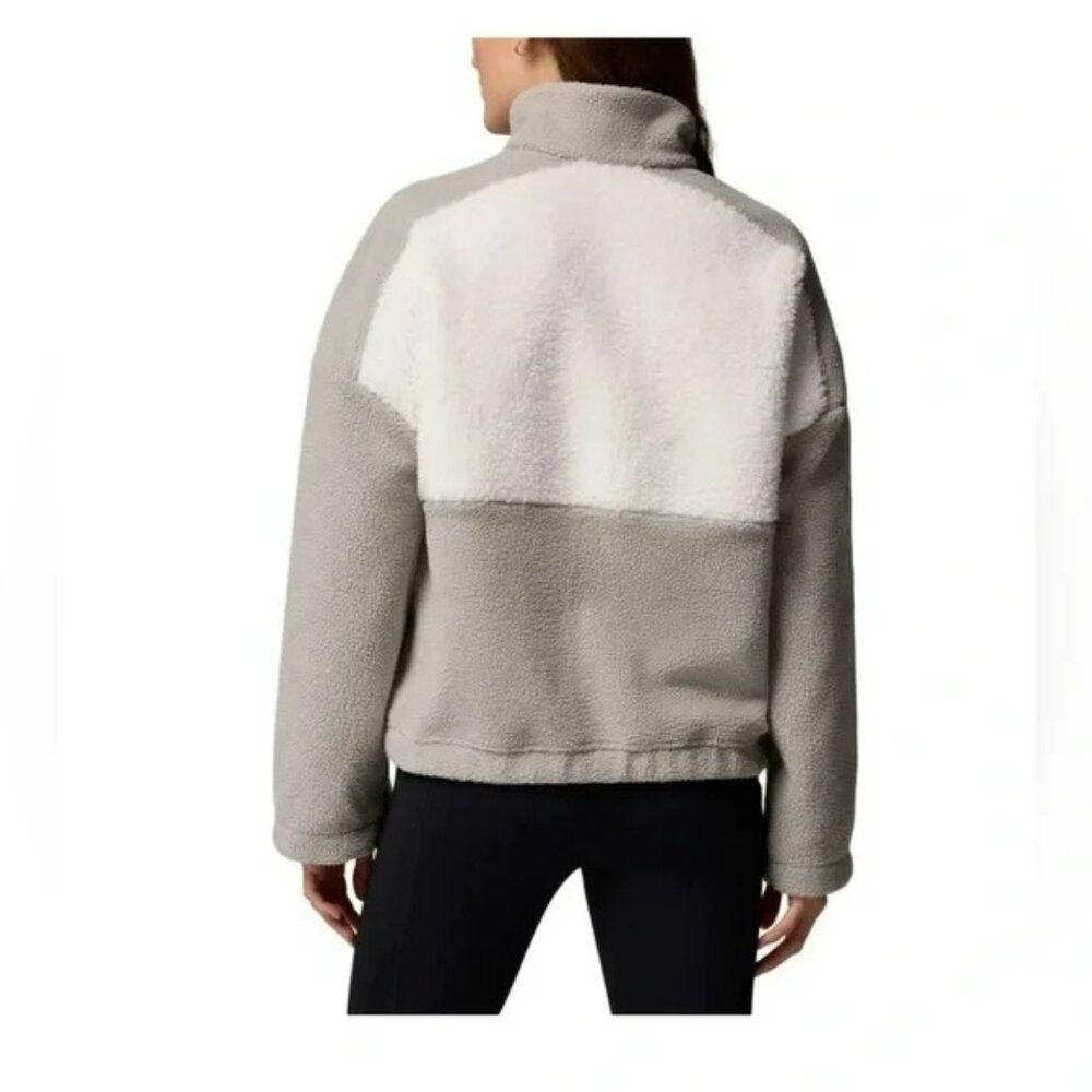 Columbia Lodge™ Sherpa Half Snap Fleece Pullover Gray/White Pockets Size L - Picture 9 of 9